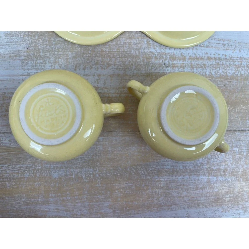 FIESTA Homer Laughlin Light Yellow Cream and Sugar Set W/Tray